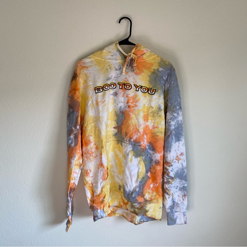 Boo To You Halloween Candy Corn Tie Dye Hoodie Large